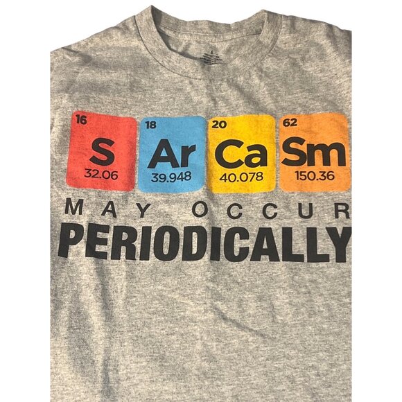 Sarcasm May Occur Periodically Graphic Funny T Shirt Gray Periodic Table Size S - Picture 2 of 4